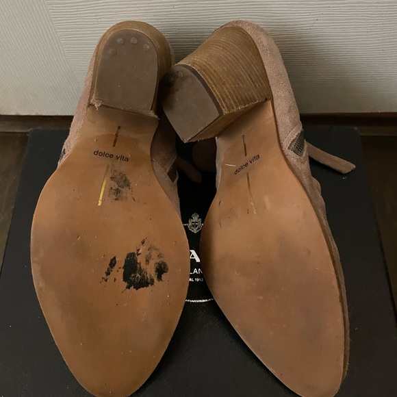 DOLCE VITA Size 11 Lanie Suede Taupe double zipper booties block heel - Picture 8 of 8